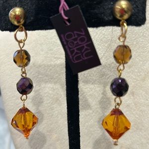 Triple Crystal Bead Drop Earrings-Boutique